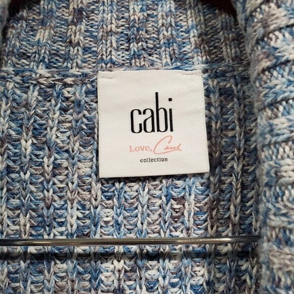 CAbi Napa Blue Marled Knit Open Front Long Duster Cardigan Sweater Vest Size S - Picture 6 of 12